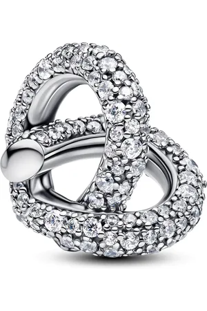 PANDORA Charms - Pavé Infinity Knot Heart Charm - Gr. unisize - in Silber - für Damen