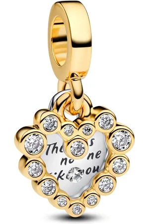 PANDORA Charms - Funkelnder Doppel-Herzanhänger Charm - Gr. unisize - in Mehrfarbig - für Damen