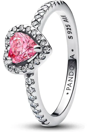 PANDORA Ringe - Elevated Pink Heart Ring - Gr. 50 - in Silber - für Damen