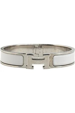 Hermès Armbänder - Narrow Enamel Clic H Bracelet PM - Gr. ONE SIZE - in Weiß - für Damen