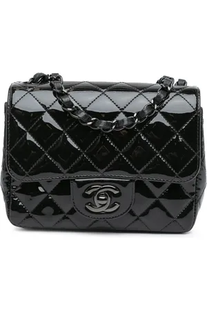 CHANEL Hobo Bags - 2021-2024 Mini Square Classic Patent So Black Sing - Gr. unisize - in - für Damen