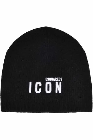 Dsquared2 Caps & Mützen - Black Wool And Cashmere Blend Hat With Logo - Gr. ONE SIZE - in - für Damen