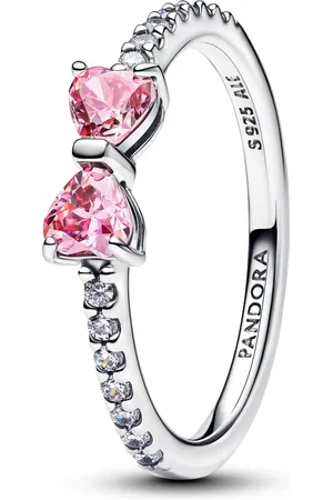 PANDORA Ringe - Funkelnde Rosafarbene Schleife Ring - Gr. 50 - in Silber - für Damen