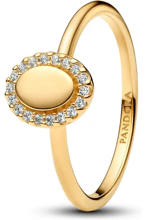 PANDORA Ringe - Engravable Oval Halo Ring - Gr. 52 - in - für Damen