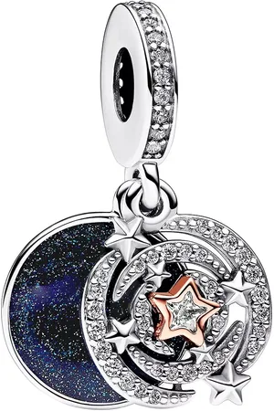 PANDORA Charms - Shooting star sterling silver and 14k rose gold-pl - Gr. unisize - in Blau - für Damen