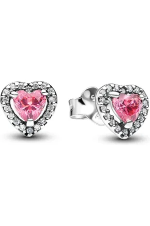 PANDORA Ohrringe - Elevated Pink Heart Stud Earrings - Gr. unisize - in Silber - für Damen