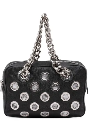 Prada Hobo Bags - 2000-2024 Vitello Daino Grommet Chain Shoulder Bag - Gr. unisize - in - für Damen