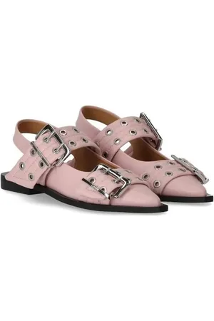 Ganni Loafer - Slingback Ballet Flat Shoe With Buckles - Gr. 38 (EU) - in Rosa - für Damen