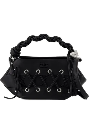 Ganni Hobo Bags - Bag Mini Eyelets Crossbody - Leather - Black - Gr. unisize - in - für Damen