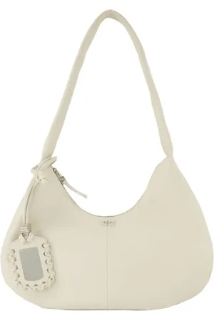 Ganni Hobo Bags - Bou Medium Shoulder Bag - Leather - White - Gr. unisize - in - für Damen