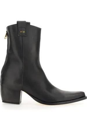 Nº21 Stiefel - Pointed Toe Leather Boots With Block Heel - Gr. 36 (EU) - in - für Damen