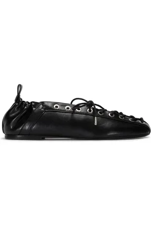 Ganni Eyelets Lace Up Ballerina Crinkle Oleatex - Gr. 36 (EU) - in