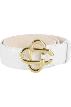 Casablanca Gürtel - White Leather Belt With Intertwined Brass Closure - Gr. 75 - in - für Damen