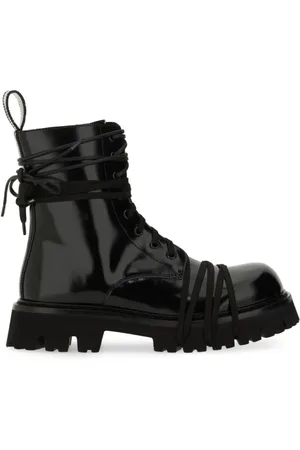 Moschino Stiefel - Glossy Leather Lace-Up Boot With Sole - Gr. 36 (EU) - in - für Damen