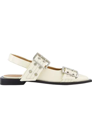 Ganni Hohe Schuhe - Dames Chunky Buckle Ballerina Wit - Gr. 36 (EU) - in - für Damen