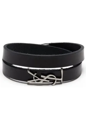 Saint Laurent Armbänder - Opyum Ysl Logo Double Wrap Bracelet - Gr. S - in Schwarz - für Damen