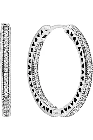 PANDORA Ohrringe - Funkeln und Herzen Creolen - Gr. unisize - in Silber - für Damen