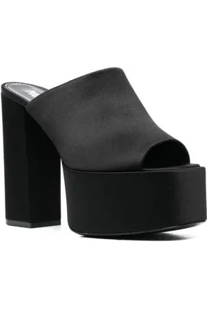 PARIS TEXAS Slipper & Pantoletten - Black Mules With Oversized Platform In Silk - Gr. 40 (EU) - in - für Damen