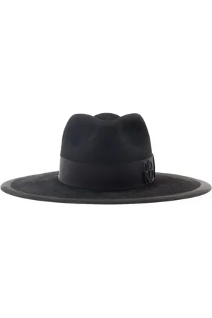 Ruslan Baginskiy Caps & Mützen - Black Fedora Hat With Rb Embroidery In Felt - Gr. M - in - für Damen