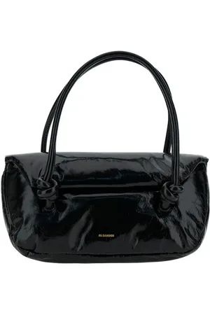 Jil Sander Shopper - Knot Small Black Shoulder Bag With Laminated Logo - Gr. unisize - in - für Damen