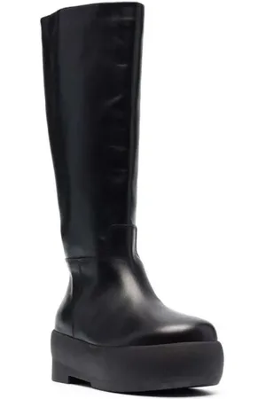 Gia Borghini Stiefel - Black Slip-On Boots With Platform In Smooth Leathe - Gr. 38 (EU) - in - für Damen