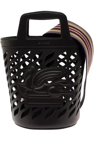 Etro Beuteltaschen - Black Bucket Bag With Multicolor Shoulder Strap An - Gr. unisize - in - für Damen