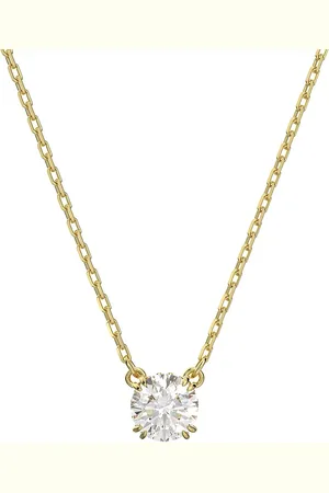 Swarovski Halsketten - Constella Necklace Round cut Gold-tone plated - Gr. unisize - in Weiß - für Damen