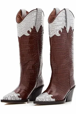 PARIS TEXAS Stiefel & Boots - 60mm Ricky Embossed Croco Cowboy Boots - Gr. 37,5 (EU) - in - für Damen