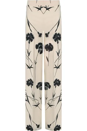Twin-Set CREME WIDE LEG HOSE MIT BLUMEN