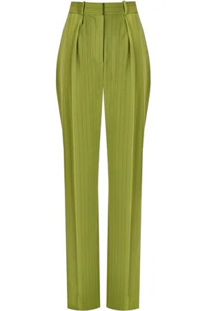Elisabetta Franchi OLIVGRÜNE HOSE MIT NADELSTREIFEN