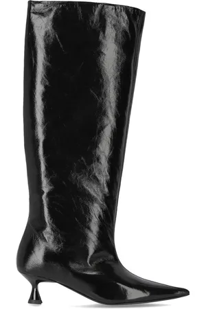 Ganni SCHWARZER SLOUCHY STIEFEL AUS NAPLACK