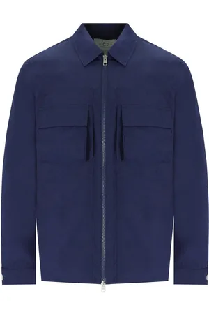 Woolrich BLAUE CRINKLE HEMDJACKE