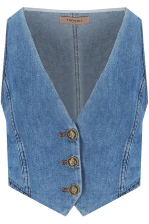 Twin-Set MITTLERE BLAUE WESTE AUS DENIM