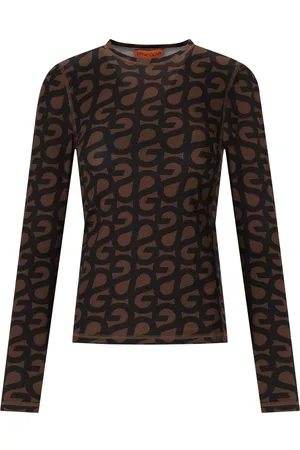 STINE GOYA BRAUNES MONOGRAM LANGARM-T-SHIRT