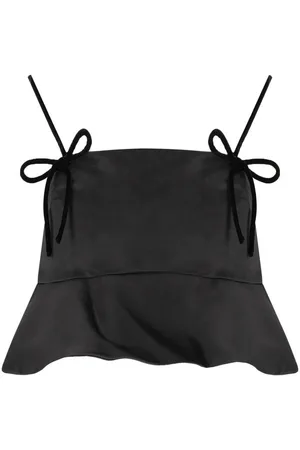 Ganni SATIN SCHWARZES TOP