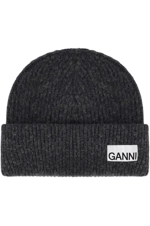 Ganni DUNKELGRAUE GERIPPTE MÜTZE