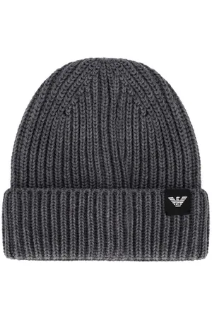 Emporio Armani DUNKELGRAUE GERIPPTE MÜTZE