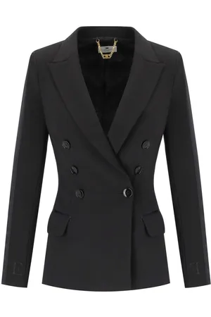 Elisabetta Franchi SCHWARZE CREPE ZWEIREIHIGE JACKE
