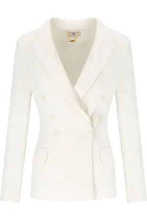 Elisabetta Franchi ELFENBEIN CREPE ZWEIREIHIGE JACKE