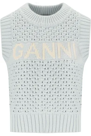 Ganni BAUMWOLLE HELLBLAUES WESTE