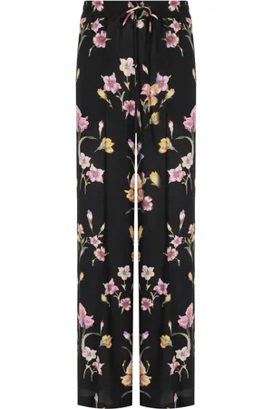 Twin-Set SCHWARZE WIDE LEG HOSE MIT BLUMEN