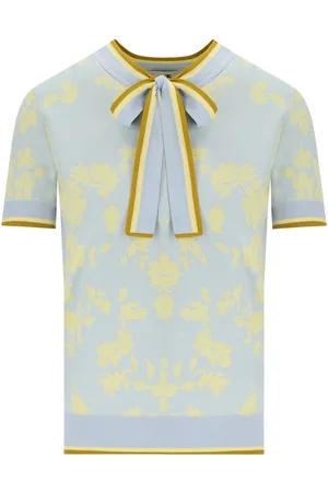 Elisabetta Franchi SKY BLUE LEMONADE TOP MIT BLUMEN