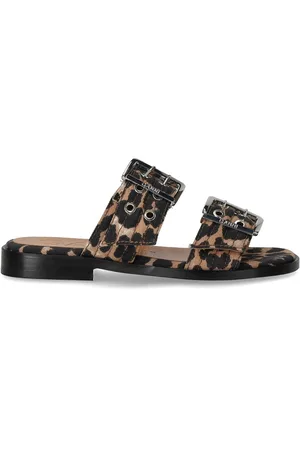 Ganni ANIMALIER FLACHE SANDALE MIT SCHNALLEN