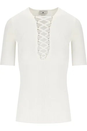 Elisabetta Franchi ELFENBEIN STRICK TOP