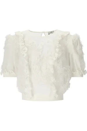 Elisabetta Franchi ELFENBEINES TOP MIT RÜSCHEN