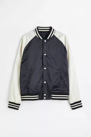 H&M Herren Sportjacken - Baseballjacke aus Satin - Schwarz