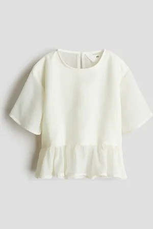 H&M Peplumshirt aus Chiffon - Weiß