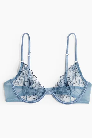 H&M Bügel-BH mit Stickereien - Blau