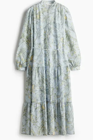 H&M Oversized Kleid aus Crinklestoff - Blau