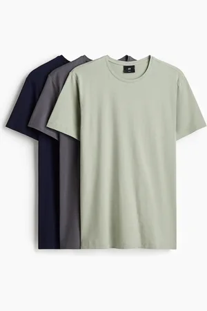 H&M 3er-Pack T-Shirts in Slim Fit - Grün